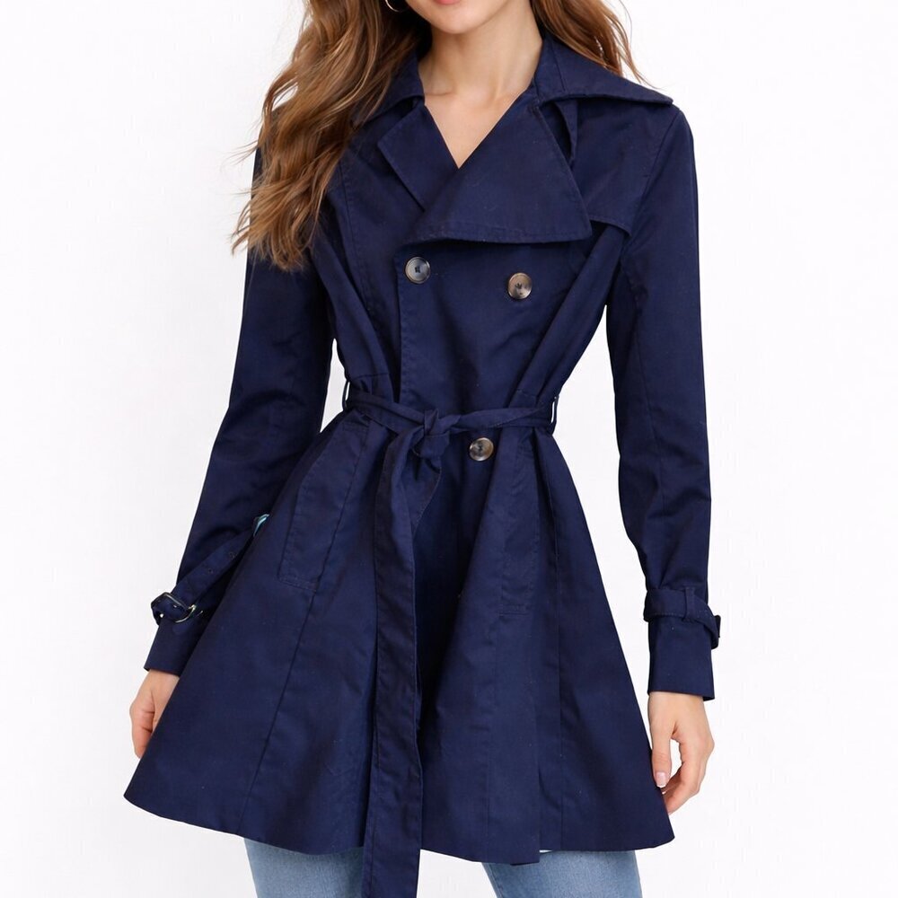 H&M Navy Trench Coat – Size 8 – Like New, Never Worn